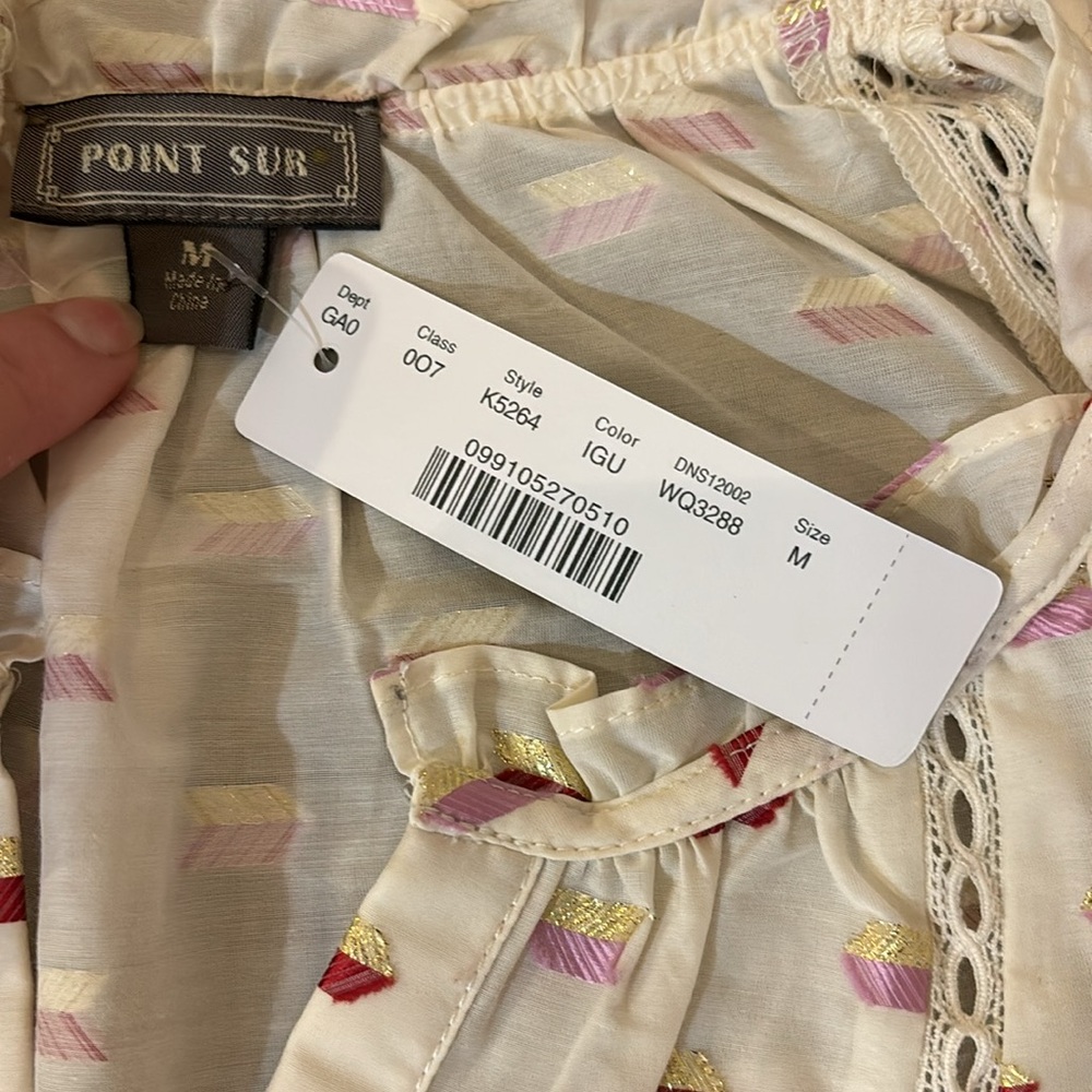 NWT  Point Sur J Crew Popover Top. Metallic Print Bohemian Top K5264 Medium - Picture 7 of 7